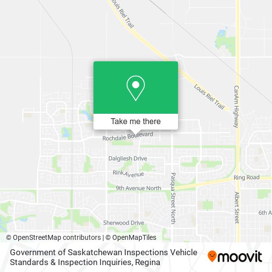 Government of Saskatchewan Inspections Vehicle Standards & Inspection Inquiries map