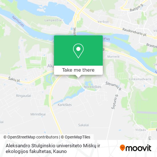 Карта Aleksandro Stulginskio universiteto Miškų ir ekologijos fakultetas