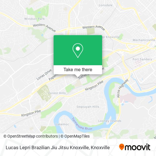 Mapa de Lucas Lepri Brazilian Jiu Jitsu Knoxville