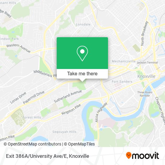 Mapa de Exit 386A/University Ave/E