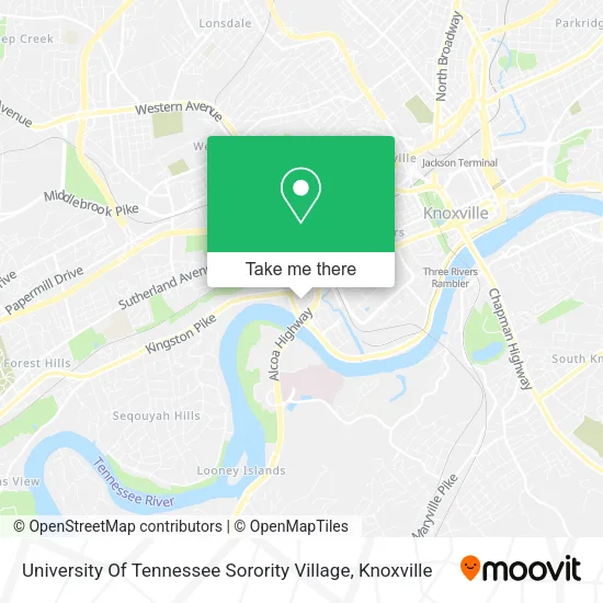 Mapa de University Of Tennessee Sorority Village