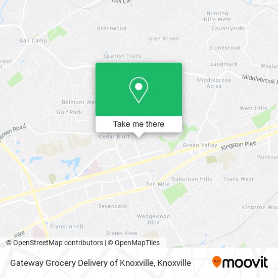 Mapa de Gateway Grocery Delivery of Knoxville