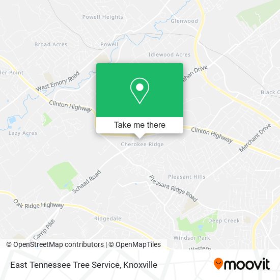 Mapa de East Tennessee Tree Service