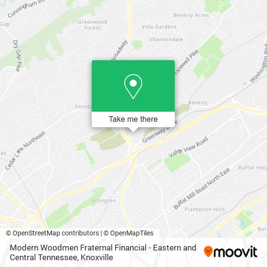 Mapa de Modern Woodmen Fraternal Financial - Eastern and Central Tennessee