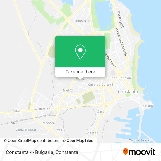 Constanta -> Bulgaria map