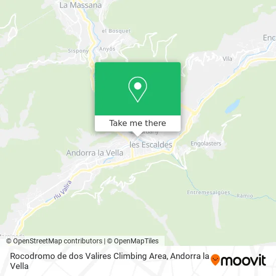 Rocodromo de dos Valires Climbing Area map