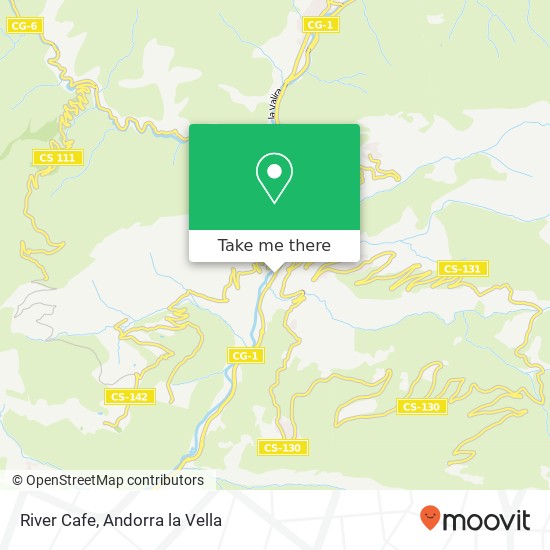 Mapa River Cafe, Carretera d'Espanya AD600 Sant Julià de Lòria