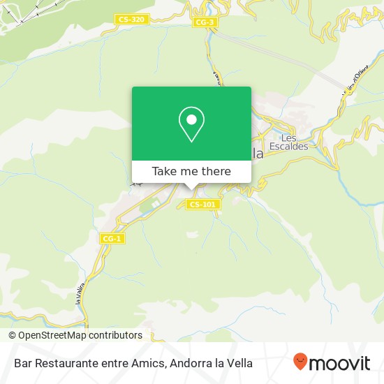 Mapa Bar Restaurante entre Amics, Passeign del Rec l'Obac AD500 Andorra la Vella