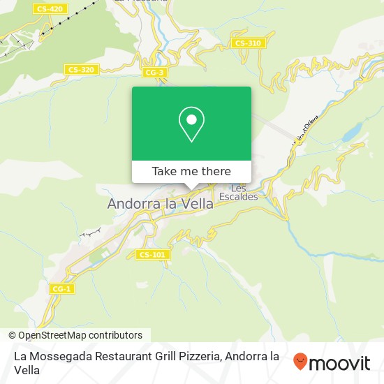 Mapa La Mossegada Restaurant Grill Pizzeria, Avinguda Meritxell, 73 AD500 Andorra la Vella