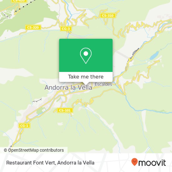 Mapa Restaurant Font Vert, Carrer de l'Aigüeta AD500 Andorra la Vella