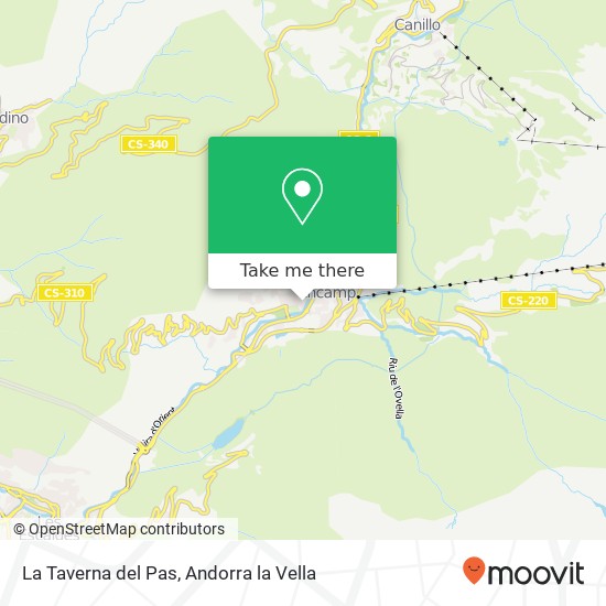Mapa La Taverna del Pas, Carrer del Pas de la Casa AD200 Encamp