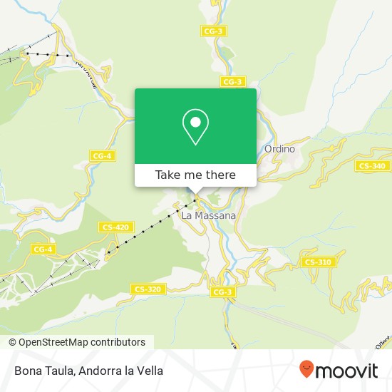 Mapa Bona Taula, Avinguda del Ravell AD400 La Massana