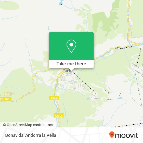 Mapa Bonavida, Carrer Peu del Carrer AD100 Canillo