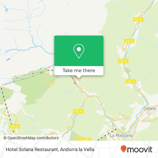 Mapa Hotel Solana Restaurant, Carretera Les Feixes AD400 La Massana