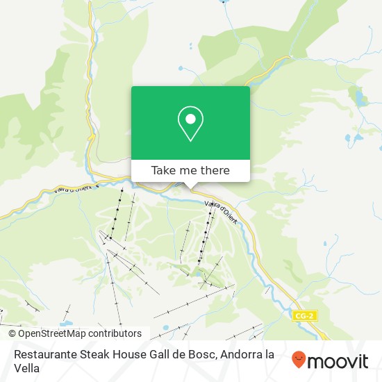 Mapa Restaurante Steak House Gall de Bosc, Camí de Soldeu AD100 Canillo