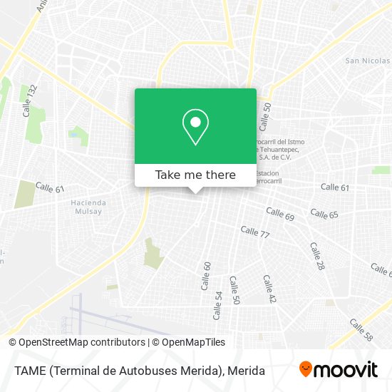 TAME (Terminal de Autobuses Merida) map