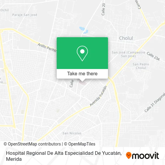 Mapa de Hospital Regional De Alta Especialidad De Yucatán
