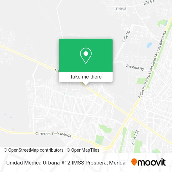 Mapa de Unidad Médica Urbana #12 IMSS Prospera