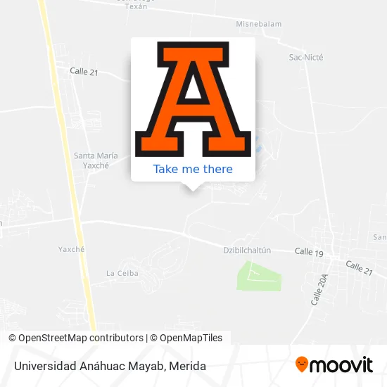 Mapa de Universidad Anáhuac Mayab