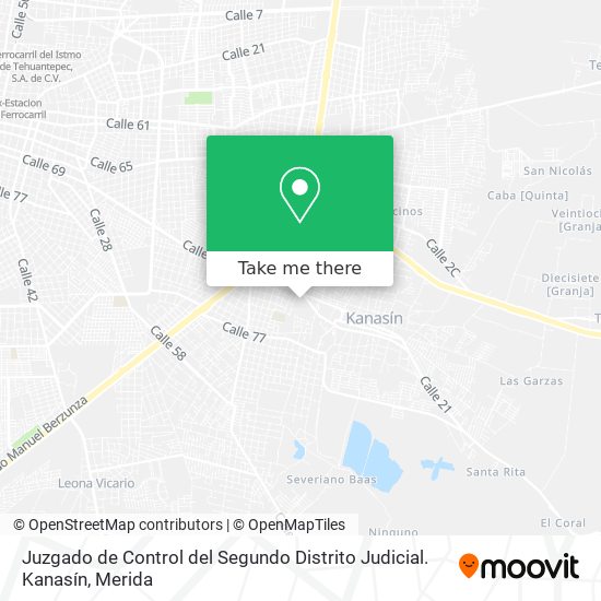 Mapa de Juzgado de Control del Segundo Distrito Judicial. Kanasín