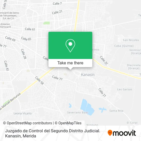 Juzgado de Control del Segundo Distrito Judicial. Kanasín map