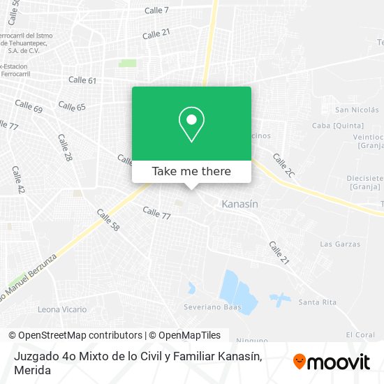 Mapa de Juzgado 4o Mixto de lo Civil y Familiar Kanasín