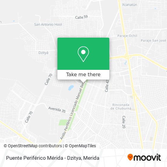 Puente Periférico Mérida - Dzitya map