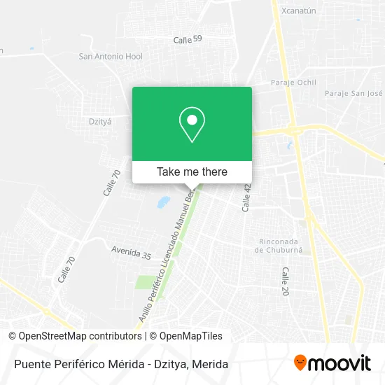 Mapa de Puente Periférico Mérida - Dzitya