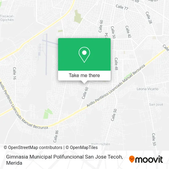 Gimnasia Municipal Polifuncional San Jose Tecoh map