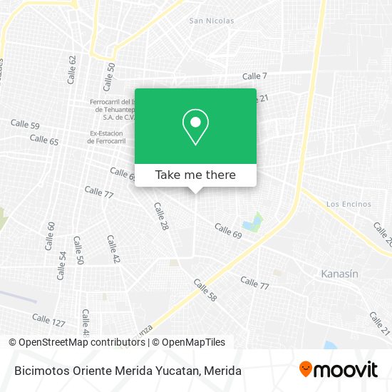 Mapa de Bicimotos Oriente Merida Yucatan