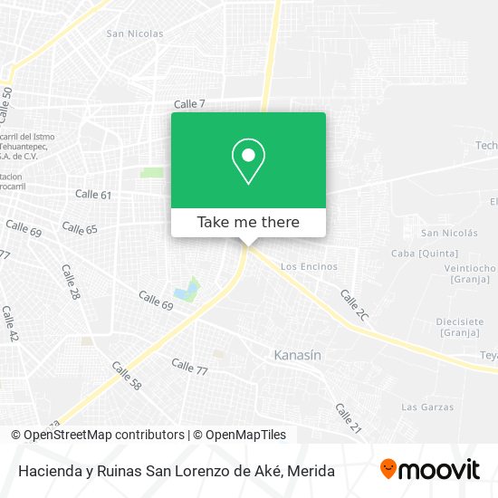 Mapa de Hacienda y Ruinas San Lorenzo de Aké