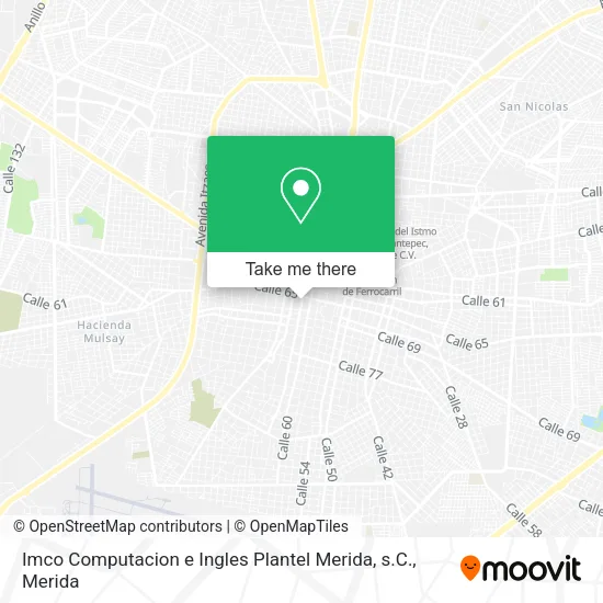 Mapa de Imco Computacion e Ingles Plantel Merida, s.C.