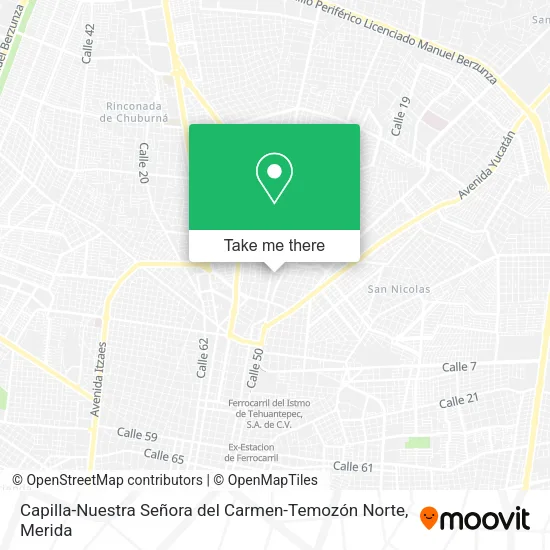 Mapa de Capilla-Nuestra Señora del Carmen-Temozón Norte