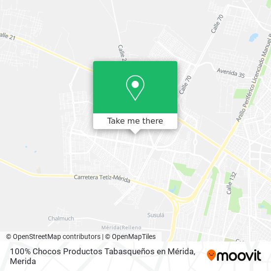 Mapa de 100% Chocos Productos Tabasqueños en Mérida