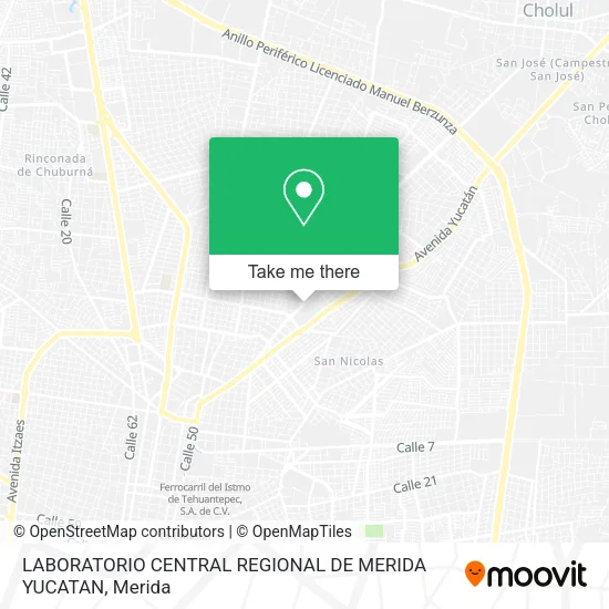 Mapa de LABORATORIO CENTRAL REGIONAL DE MERIDA YUCATAN