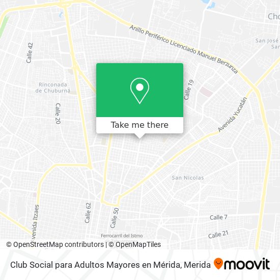 Mapa de Club Social para Adultos Mayores en Mérida