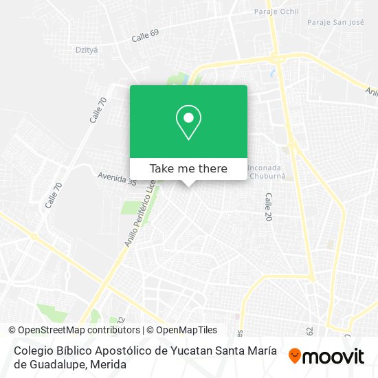 Mapa de Colegio Bíblico Apostólico de Yucatan Santa María de Guadalupe