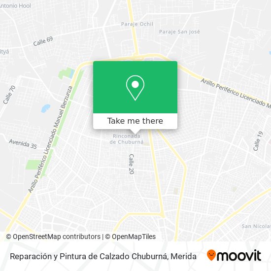 Mapa de Reparación y Pintura de Calzado Chuburná