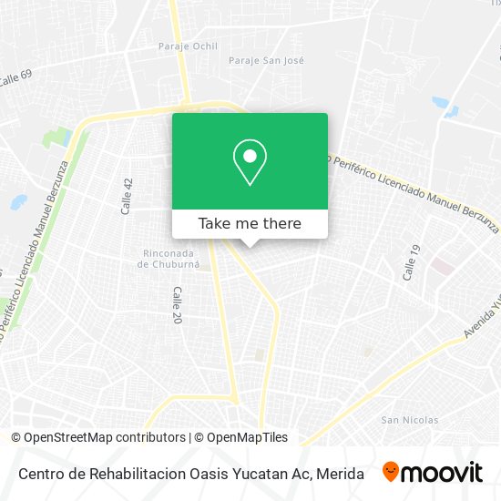Mapa de Centro de Rehabilitacion Oasis Yucatan Ac