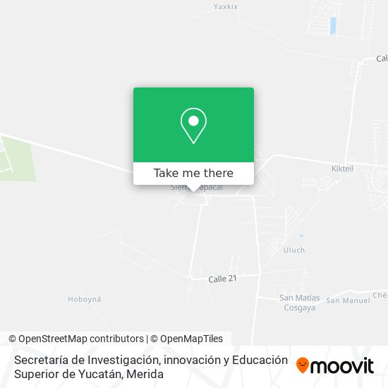 Secretaría de Investigación, innovación y Educación Superior de Yucatán map