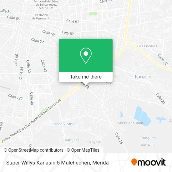 Mapa de Super Willys Kanasin 5 Mulchechen