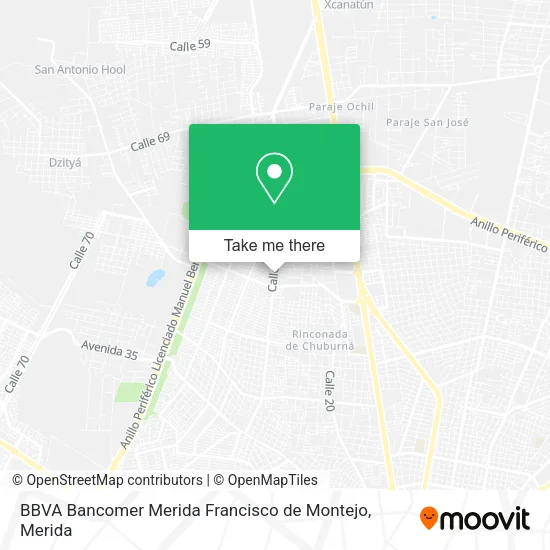 Mapa de BBVA Bancomer Merida Francisco de Montejo