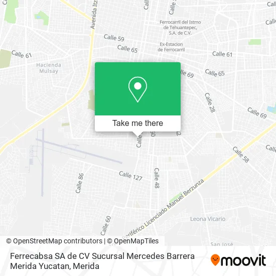 Mapa de Ferrecabsa SA de CV Sucursal Mercedes Barrera Merida Yucatan