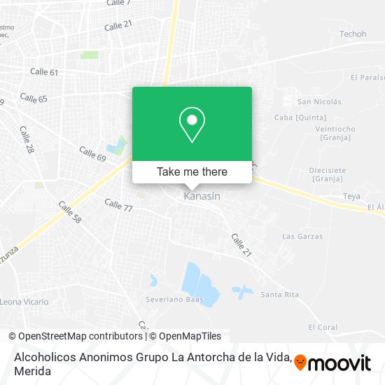 Mapa de Alcoholicos Anonimos Grupo La Antorcha de la Vida