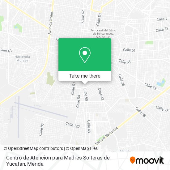 Mapa de Centro de Atencion para Madres Solteras de Yucatan