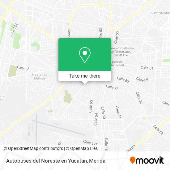 Mapa de Autobuses del Noreste en Yucatan