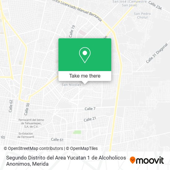 Mapa de Segundo Distrito del Area Yucatan 1 de Alcoholicos Anonimos