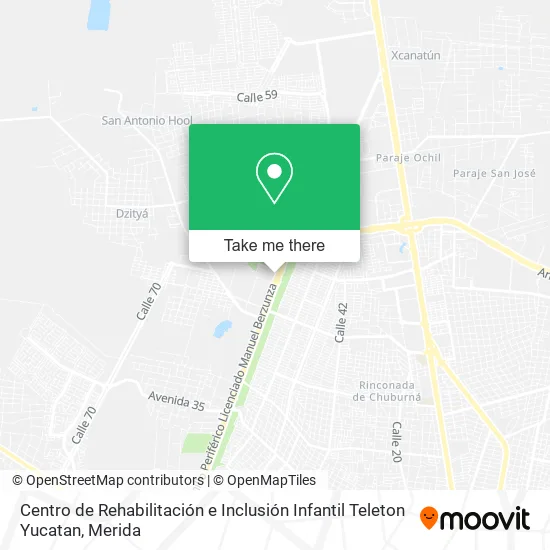 Mapa de Centro de Rehabilitación e Inclusión Infantil Teleton Yucatan