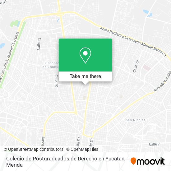 Mapa de Colegio de Postgraduados de Derecho en Yucatan