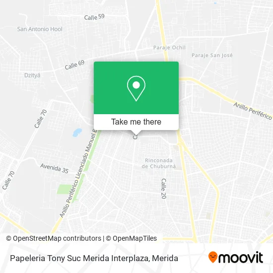 Mapa de Papeleria Tony Suc Merida Interplaza